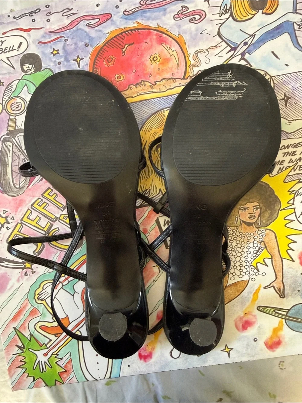 Mango black leather heeled sandals